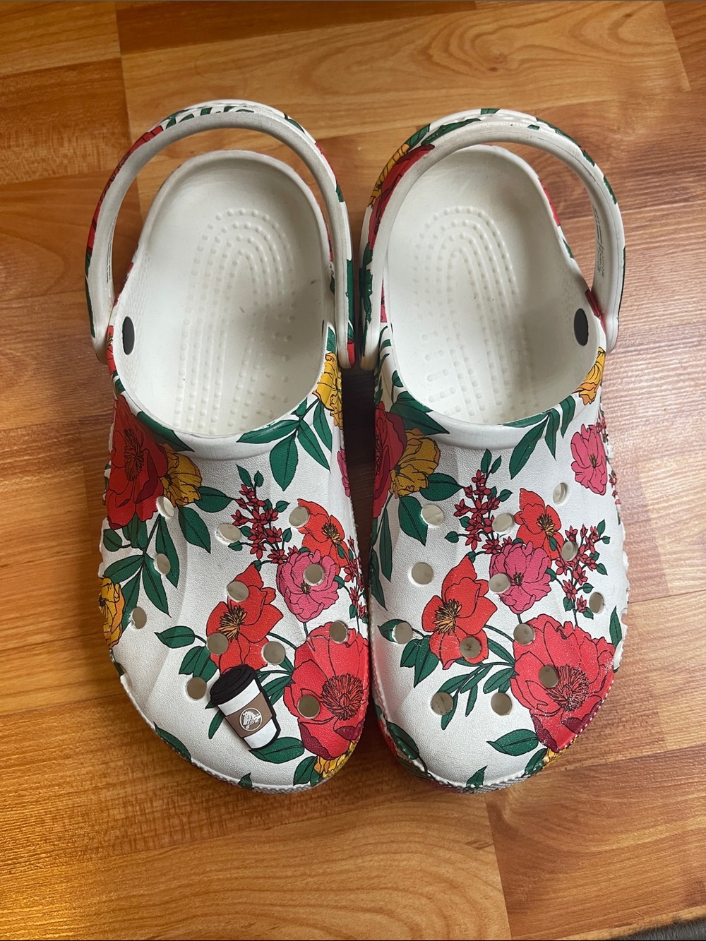 CROCS White Floral Slip-On Clogs